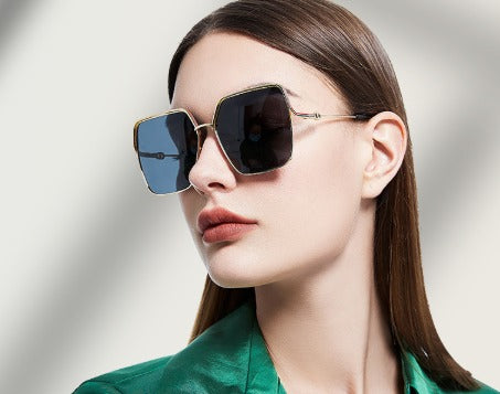 Women's Gold Frame Polarized Sunglasses LS322