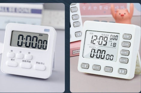 White Digital Timer with Countdown & Clock for Home Kitchen Study