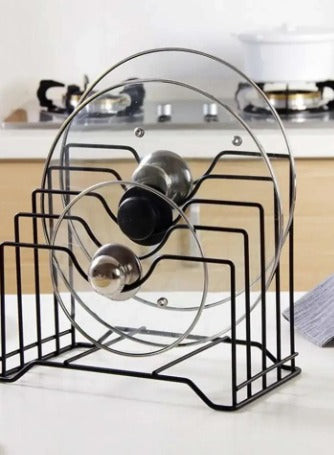 Black Metal Kitchen Cutlery Organizer with Salt & Pepper Sockets