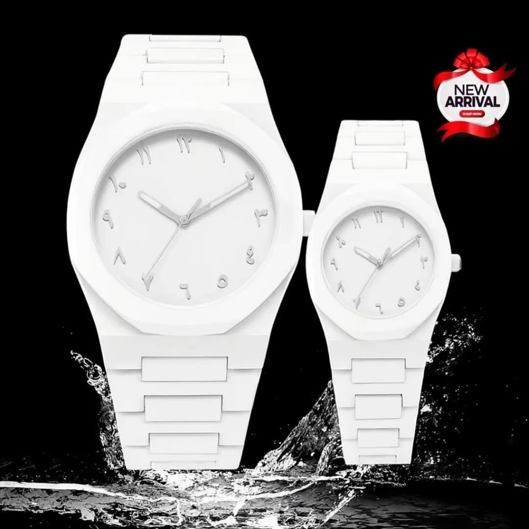 White Couple Watches Carbon Fiber Water Resistant Unisex