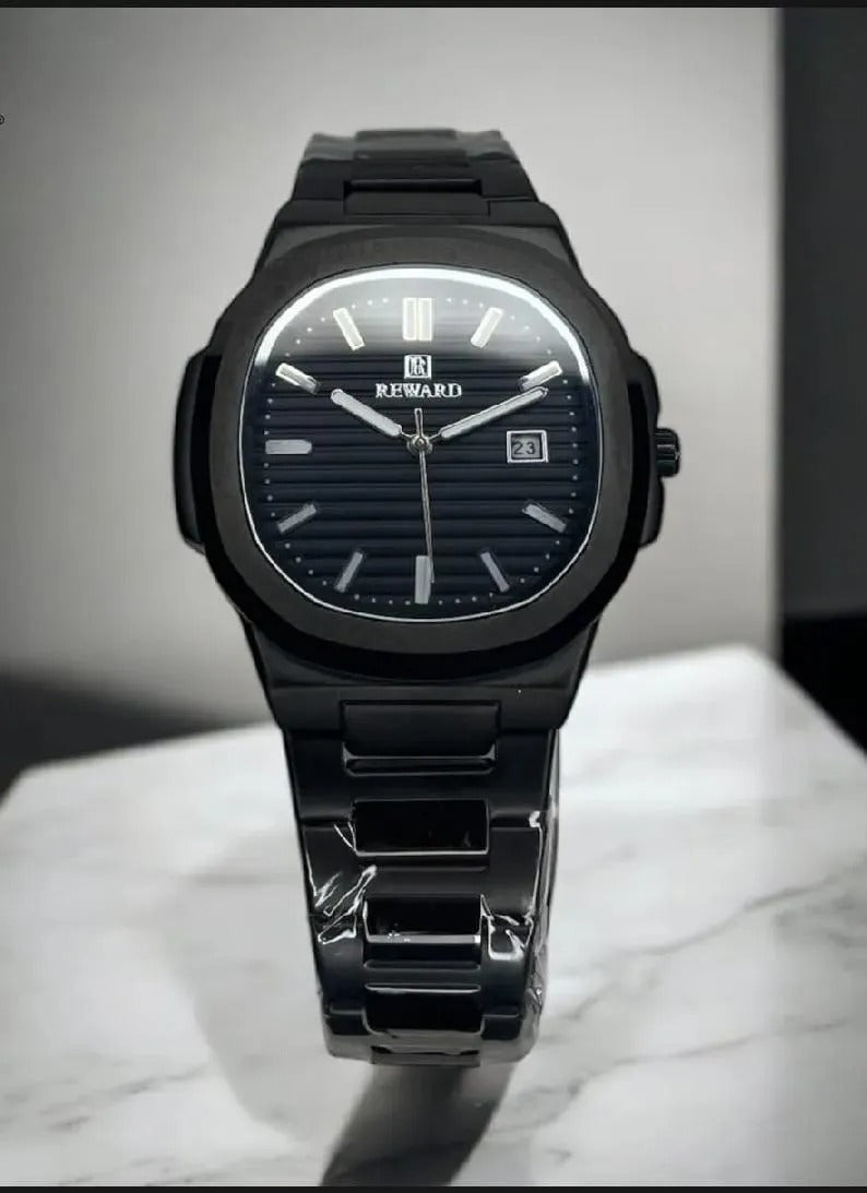 Men's Black Stainless Steel Ultra Thin Quartz Watch
