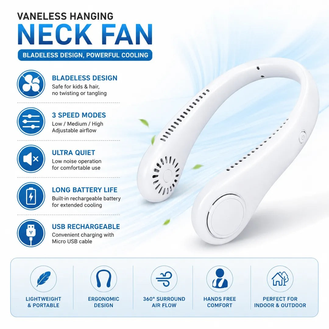 Portable Bladeless Rechargeable Neck Fan