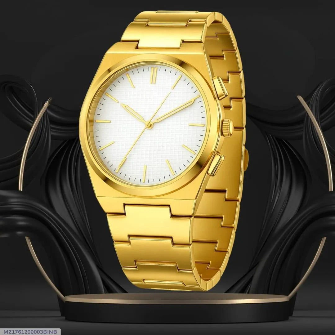 Men's Gold Stainless Steel Chain Watch 8mm Dial