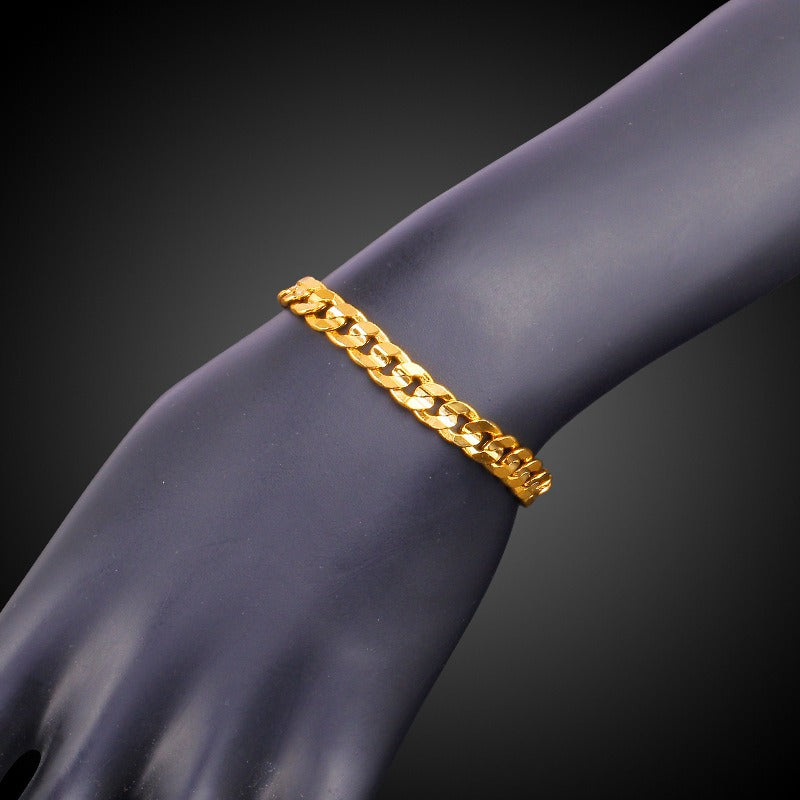 Gold Plated Tank Chain Bracelet for Men Women
