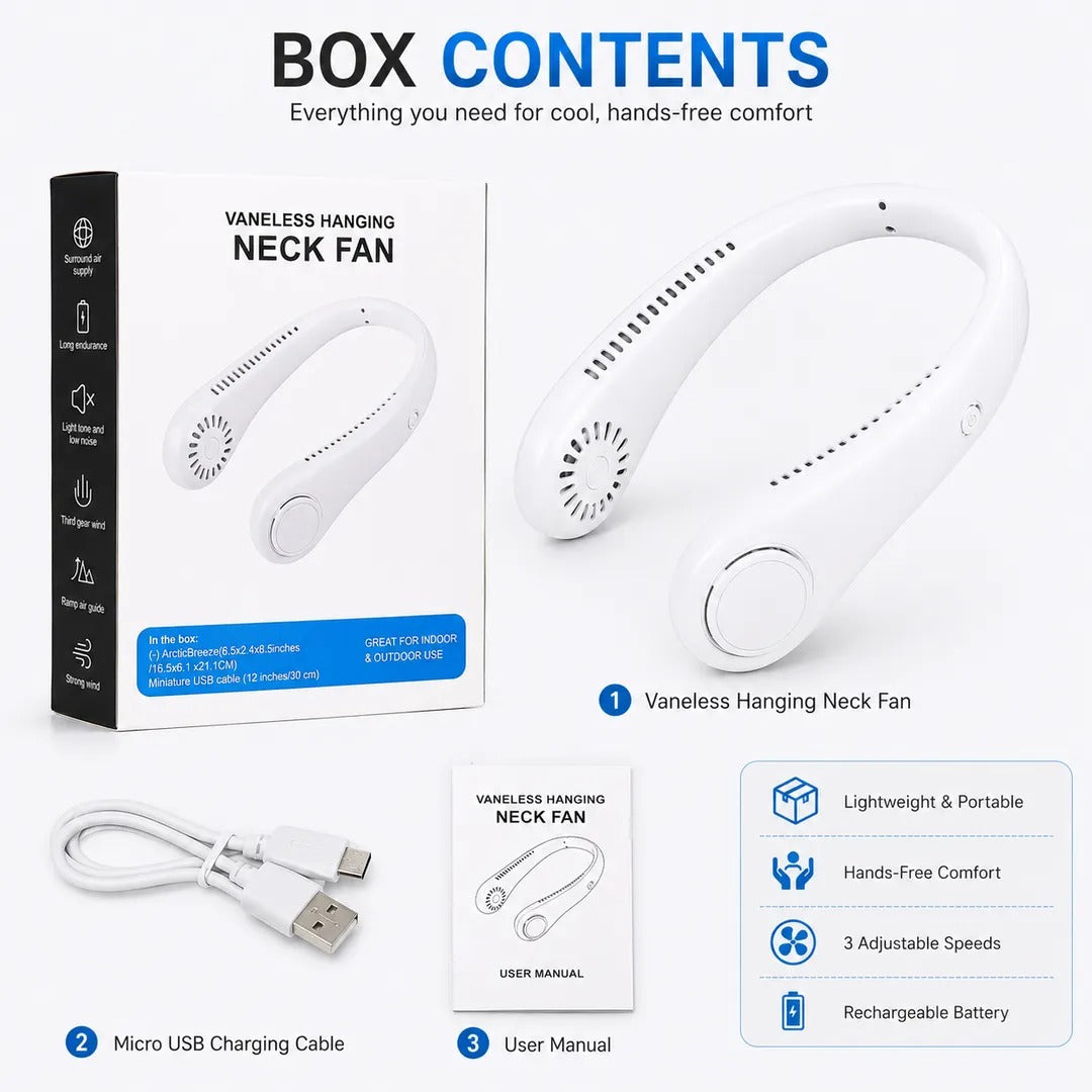 Portable Bladeless Rechargeable Neck Fan