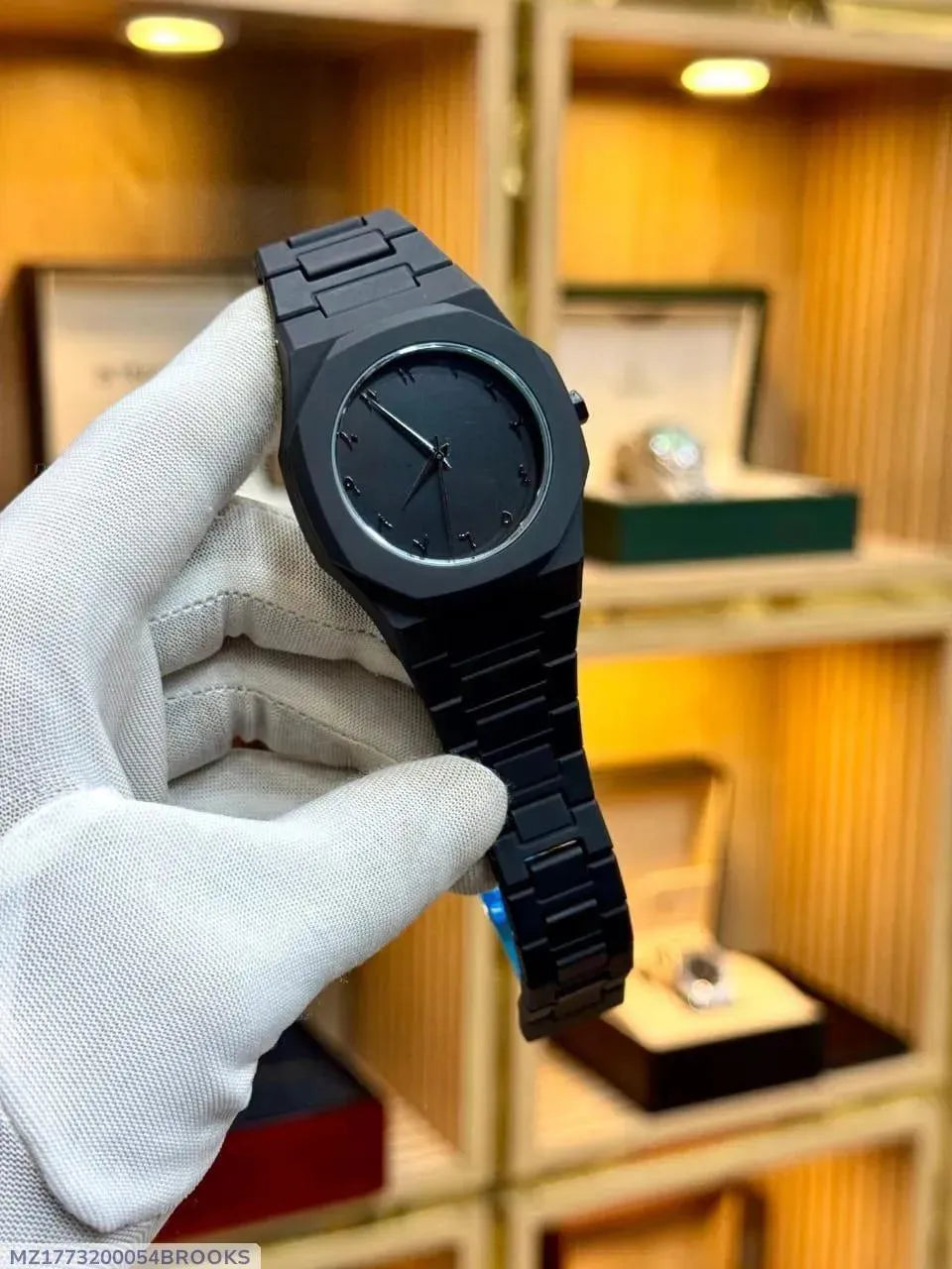 Men Black Carbon Fiber Arabic Dial Watch 4"